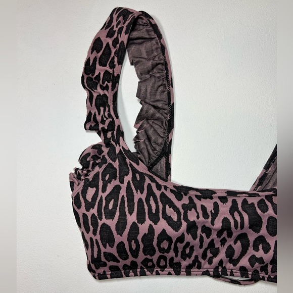 🆕 NWT Juicy Couture Leopard Bikini Swimsuit Bralette Ruffle Tie Back Size Large - Picture 14 of 16